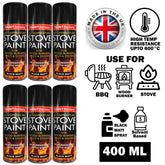 6X High Temp Black Stove Spray Paint 400ml Spray Paint